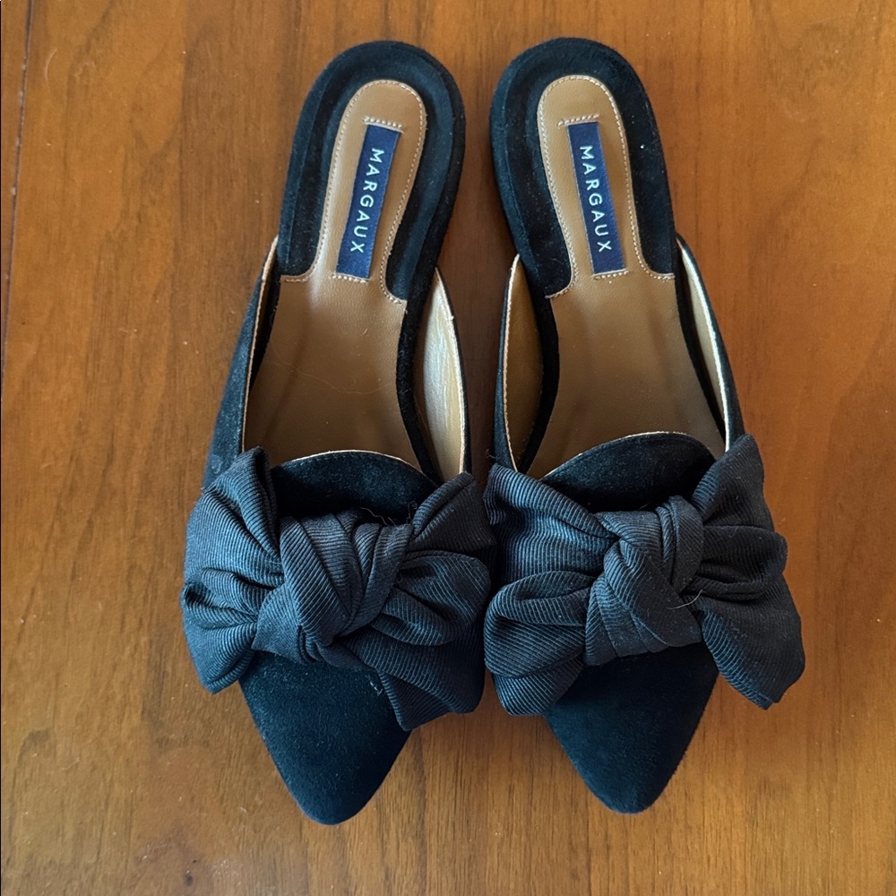 Margaux Black Velvet Bow Mules